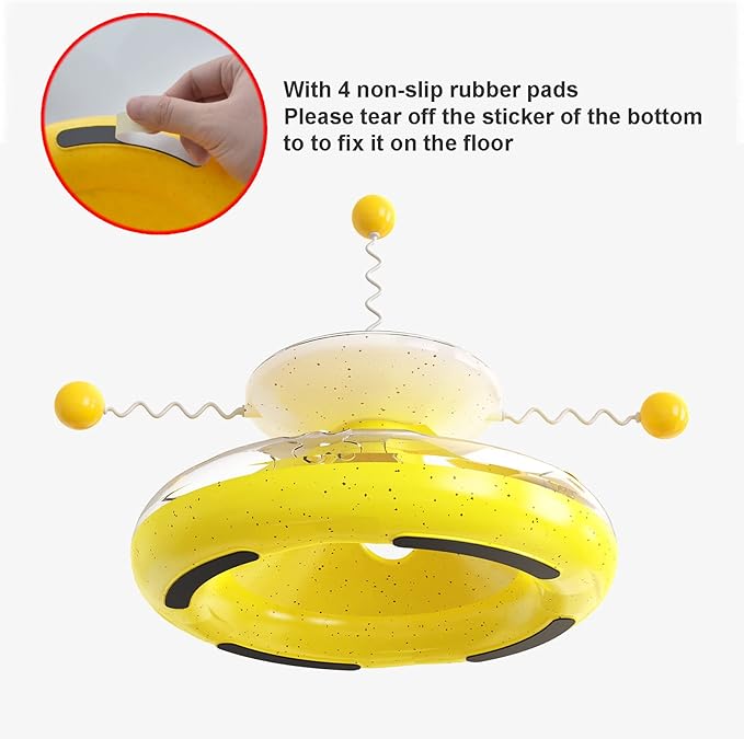 3 in 1 Interactive Cat Toys Balls Cat Fidget Spinner Treat Toys Windmill Cat Food Dispenser Toys Cat Slow Feeder Dry Food Cat Teaser Wand for Indoor Cats