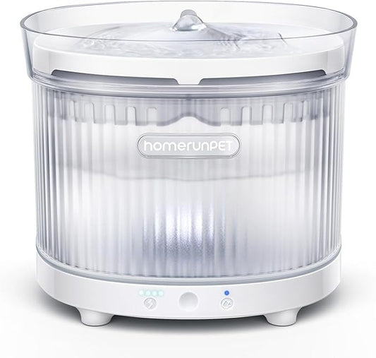 HomeRunPet Cat Water Fountain, Cordless Pet Fountain 30-Days Battery Operated, 2L/68oz Water Fountains for Cats Indoor, Cat Fountain with Quiet Wireless Pump & Easy-Clean Detachable