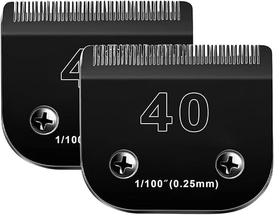 2PACK 40 Blades Dog Grooming Blades Compatible with Ainds/Oster A5/Wahl KM-10 Series Dog Clippers,Detachable Clipper Replacement Blade，Black