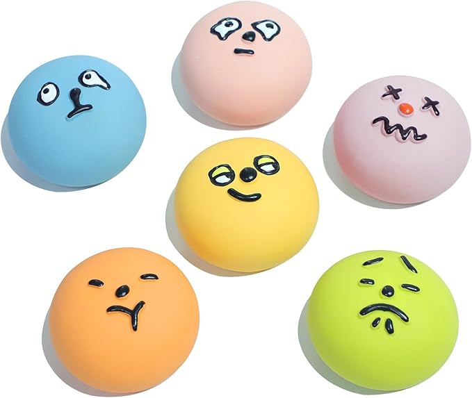 Squeaky Dog Toys for Puppies Small Dogs, [6 Pack] Latex Rubber Interactive Fetch Balls with Squeaker, Funny Puppy Play Ball Toy