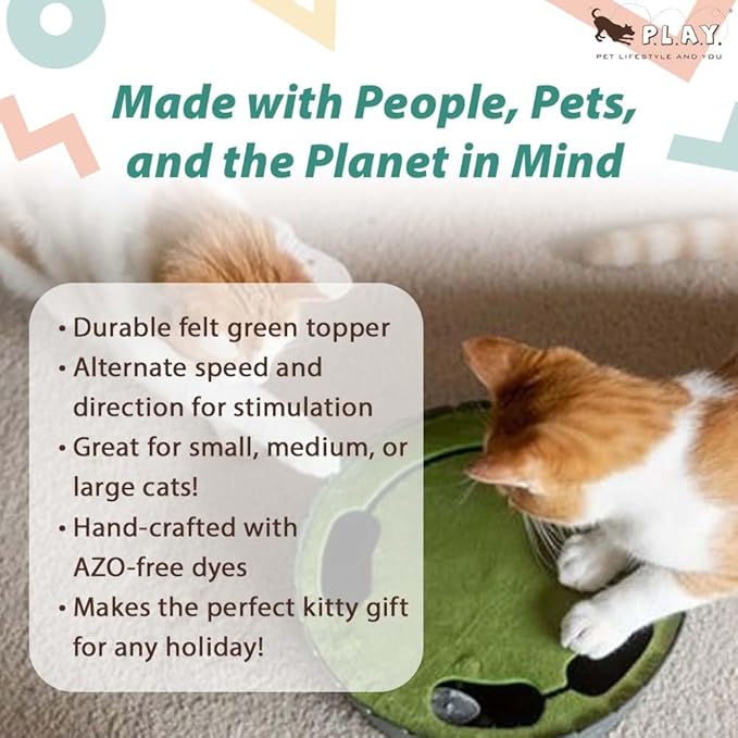 P.L.A.Y. Cute Interactive Peek-a-Boo Mouse Chasing Toy for Cats - 2 Speeds, Uncatchable Running & Spinning Mouse, Hide & Seek, Pop & Play Kitten Toy