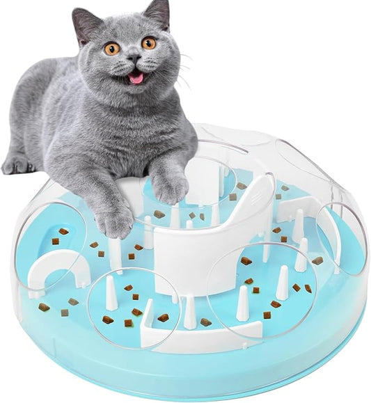 PAWISE Interactive Cat Puzzle Feeder,Adjustable Slow Feeder Toy for Indoor Cats, Non-Slip, Food-Safe Cat Enrichment Toys,Food Treat Dispenser,Mental Stimulation Toys for Bored Cats