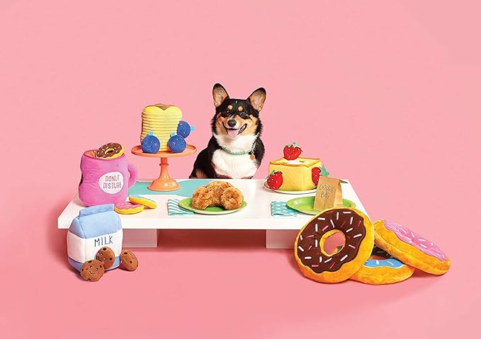ZippyPaws Burrow- Interactive Dog & Puppy Toys for Boredom, Stimulating Pet Products to Keep Them Busy, Hide & Seek Plush Dog Puzzles, Enrichment Squeaky Toy, for Small & Medium Dogs- Coffee & Donutz