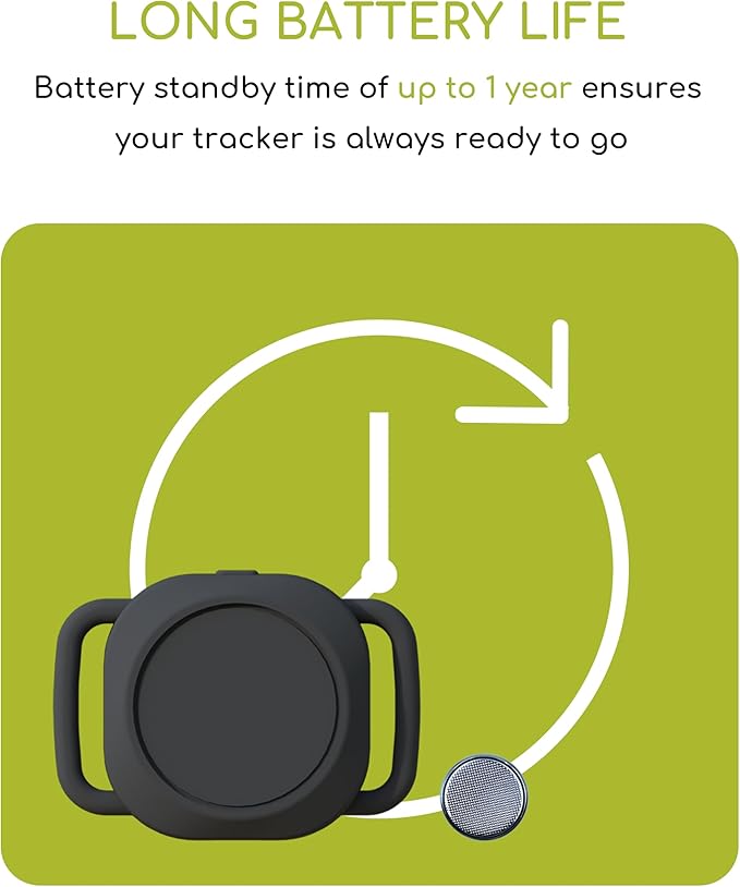 Dog Tracker, Smart Dog Collar with Real-time Pet Location, Cat Tracker Collar (iOS Only), No Monthly Fee & Long Battery Life, Works with Find My, Ideal for Dog/Cat (Black)