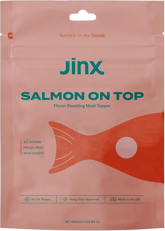 Jinx Premium Freeze-Dried Dog Food Toppers, Salmon on Top - Healthy & Natural Meal Toppers for Dogs with Real Chicken with Real Ingredients & No Fillers - Pet Products for All Lifestages - 3oz