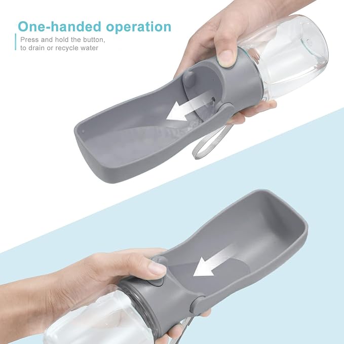 Portable Dog Water Bottle for Walking 19 OZ or 12 OZ Portable Pet Water Bottles for Puppy Small Medium Large Dogs Water Dispenser Pet Water Bowl Dog Accessories (19OZ Blue) (12OZ Grey)