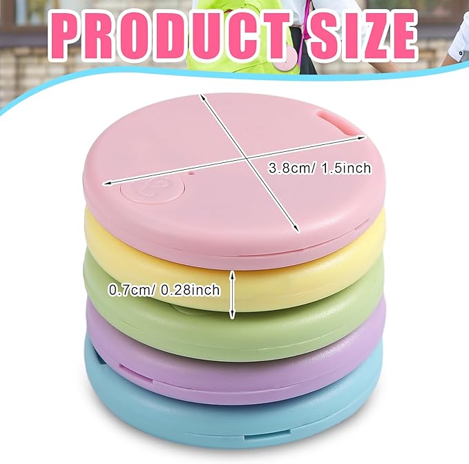 Konohan 5 Packs Portable GPS Tracking Mobile Tracking Anti Loss Smart Device Key Finder Locator GPS Finders Tracker Device for Pets Dog Cat Wallet Keychain Luggage, Alarm Reminder (Macaron Color)