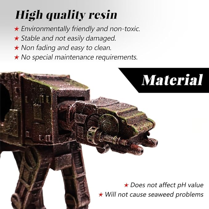 Fish Tank Decorations at-at of Star Wars Aquarium Decorations Betta Fish Tank Accessories for Sleep Rest Hide and Play (M)