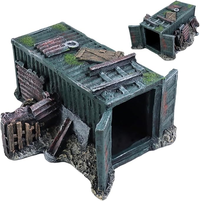 Fish Tank Decorations Container Aquarium Decor Sunken Ruins Betta Fish Tank Accessories witth Big Hole for Fish Sleep Rest Hide and Play