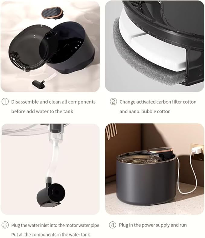 3 Liter Smart Pet Water Dispenser Perfect For Dogs and Cats, With 24/7 Filtration System To Deliver Fresh and Clean Water To Your Pets, Ultra Silent Pump Design, With Easy Setup and Cleaning, BPA Free