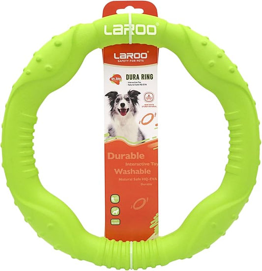 LaRoo Dog Ring Toy - Durable Flying Ring for Fetch, Water Play & Training | Tough Chew-Proof Design for Aggressive Chewer Breeds, Easy-Throw Lightweight Frisbee for Medium/Large Dogs(Green/30cm)