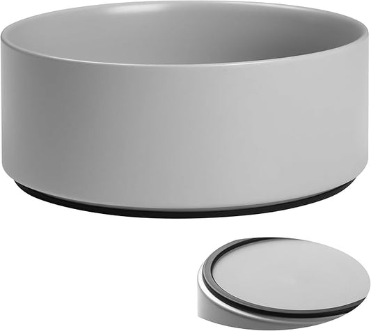 Large Dog Bowls, Non Slip Heavy Ceramic Dog Food and Water Bowl with Silicone Base, 8" Pet Feeding Bowl for Small, Medium, and Big Dogs (Grey, 8 Inches)