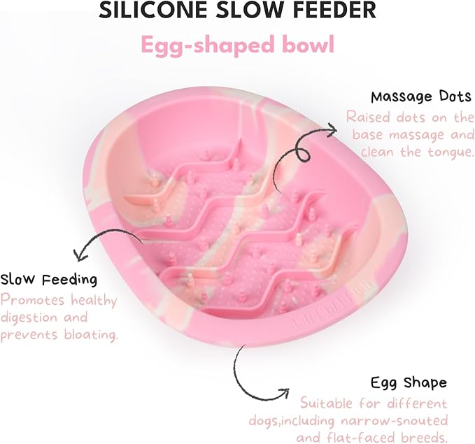 Interactive Dog & Cat Lick Mat Bowls, BPA-Free Silicone Dog Slow Feeder Bowl with Suction Cups, Non Slip Food Bowl for Dogs and Cats, Reduces Boredom, Dishwasher Safe, Cotton Candy