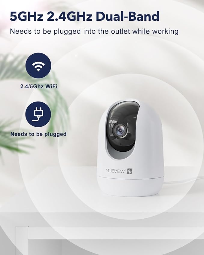 Indoor Security Camera 2K, Pet Camera with Phone App, WiFi Cameras for Home Security Camera for Dog/ Baby Monitor/Elder Pan Tilt, 5/2.4GHz, 24/7, 2-Way Talk, Human Detection, Motion Tracking, Cloud