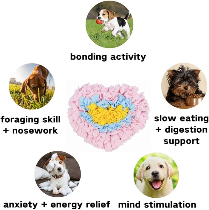 GoFika Small Dogs Slow Feeding Snuffle Foraging Mat Cloth for Puppies and Pets (14" x 11.8") Interactive Puzzle Feeder for Stimulation and Nosework (Pink)