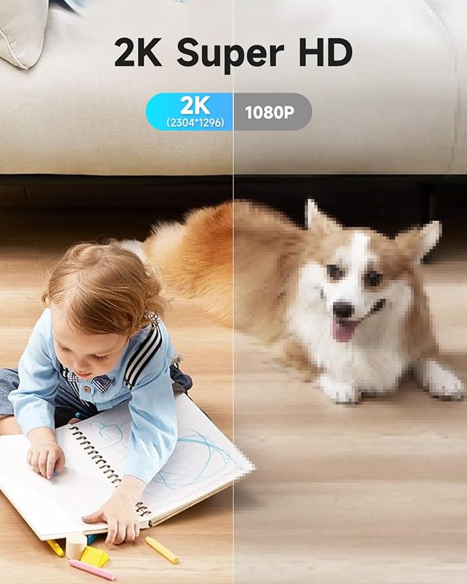 3MP Nanny & Elder Camera 2-Pack, Indoor WiFi Home Cameras with App, Night Vision, 2-Way Talk, Motion Detection, 2.4G/5G, Compatible with Alexa