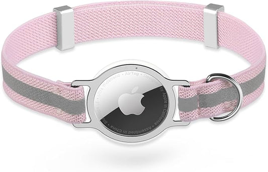 AirTag Cat Collar, Ultra Elastic Cat Tracker Collar with Apple Air Tag Holder, [Lightweight][Scratch Resistant] Stepless Adjustable GPS Pet Collar for Cats Kittens [Pink]