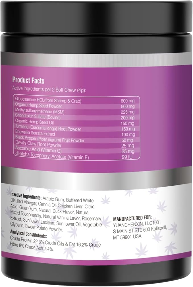 Glucosamine for Dogs 200pcs Joint Support Supplement Dog Hip and Joint Chondroitin Chews Treats with MSM Hemp Dog Joint Pain Relief Mobility Supplements Chicken Flavor Fit All Large Small Medium Breed