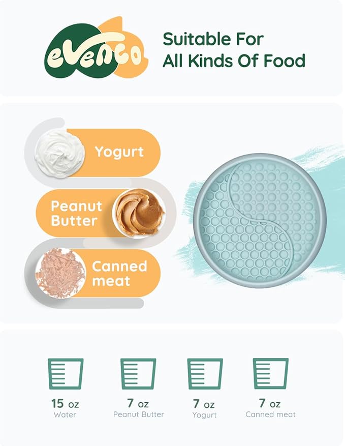 Lick Mat for Dogs, Silicone Slow Feeder Licking Mat with Non-Slip Suction Cups, Freeze-Friendly Lick Bowl for Enrichment Play, Anxiety Relief & Keeps Busy (8.0" x 1.4" Mint Green)