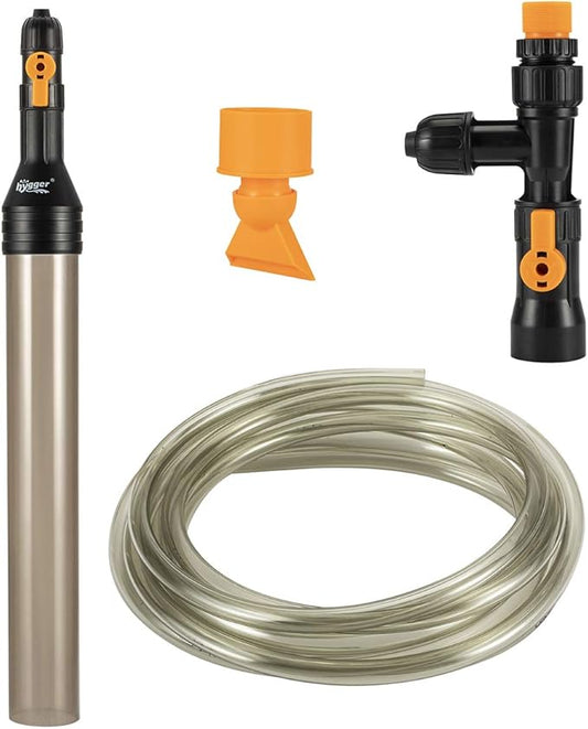 hygger Bucket-Free Aquarium Water Change Kit Fish Tank Siphon Gravel Vacuum Cleaner with Long Hose Water Changer Maintenance Tool 25-FEET Plastic Fitting