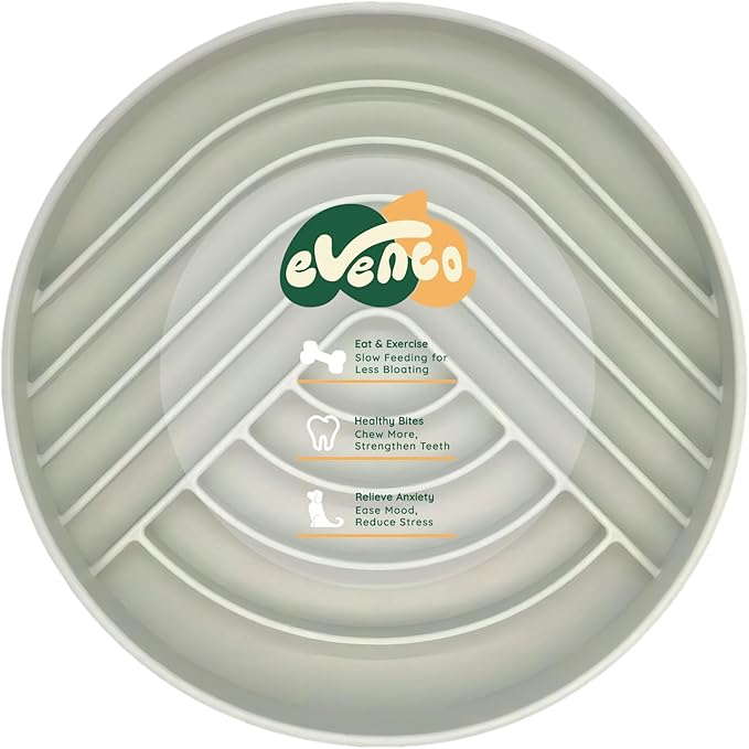 Slow Feeder Dog Bowls, Slowdown Bowl - Silicone Dog Feeding Bowls with Suction Cups for Puppies, Modern Lick Mat Design, Reduces Gulping, Dishwasher Fit, Mealtime Challenge, 7.5" x 1.3" Green