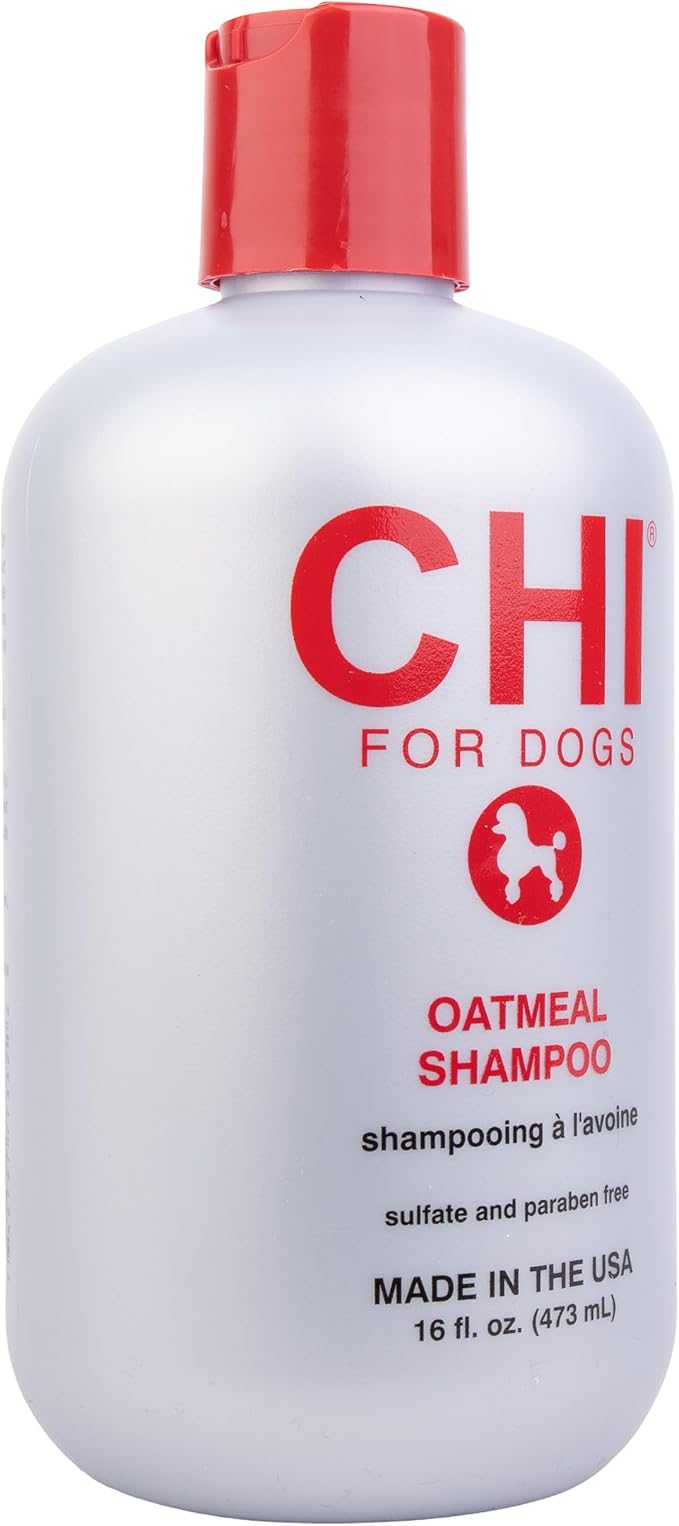 CHI for Dogs Oatmeal Shampoo - Best Dog Wash for Dry Skin and Itch Relief - Gentle Formula with Soothing Ingredients - Sulfate and Paraben Free - pH Balanced - Made in USA, 16 Fl Oz