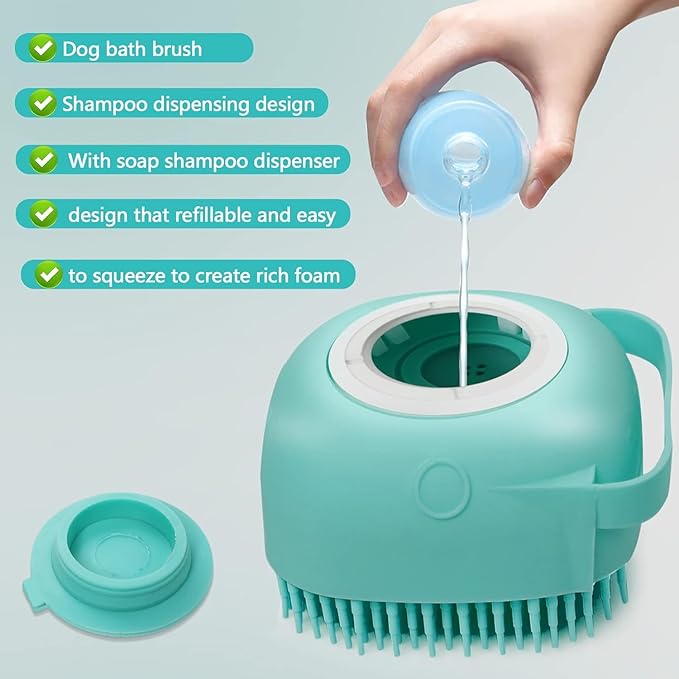 Generic Pet Dog Bath Brush Gentle Soap Dispenser Massaging Bath Grooming Soft Silicone(Blue)