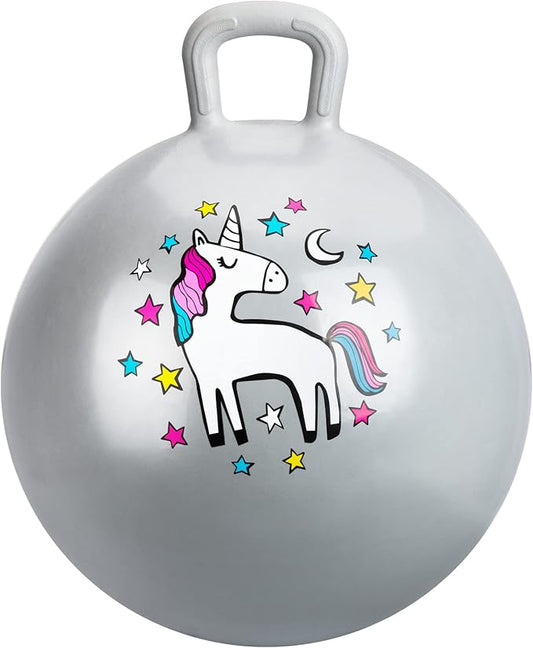 INPODAK Hopper Ball 18 Inch Bouncy Ball with Handle for Kids, Hippity Hop Jumping Bouncer Hopping Toy for Boys and Girls Ages 3-6 with Pump and Gift Box Birthday