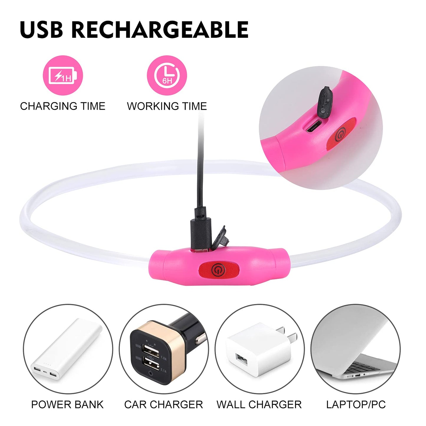 NOVKIN LED Dog Collar, Rechargeable Light Up Dog Collars,IP67 Waterproof Dog Lights for Night Walking，Adjustable, Reusable Safety Necklace for Small Medium Large Dogs(Blue)