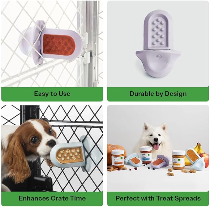 Diggs Groov Crate Training Aid for Puppies and Nervous Dogs – Calming Lick Mat for Crate Training & Separation – Puppy Enrichment Toy with Freezer Shell – BPA-Free – (Lilac)