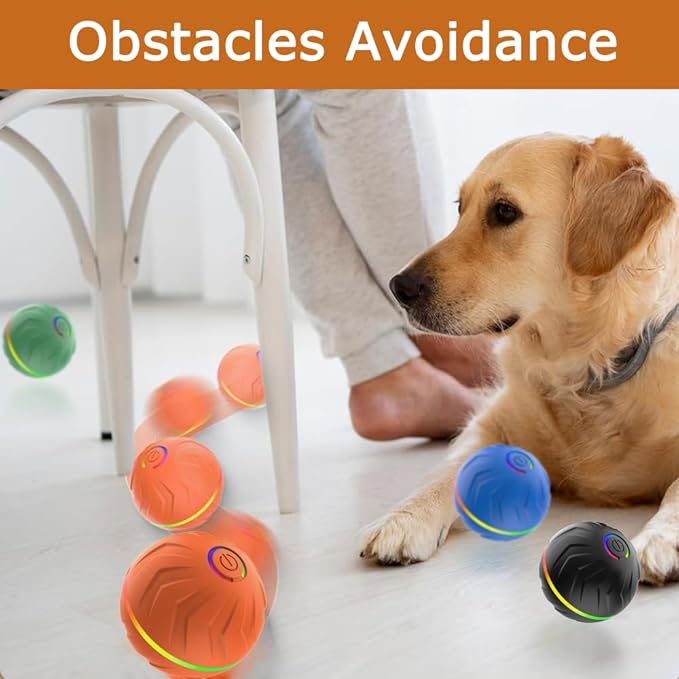 T01 Interactive Dog Toys Dog Ball,Anti Boredom Dog Toys,Durable Motion Activated Automatic Rolling Toys for Small/Medium Dogs,Moving Ball for Dogs to Keep Them Busy,Dog Bows,Fruity Plush Covers(Black)