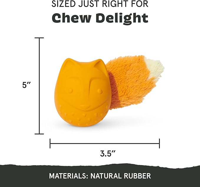 Barkbox Franz The Fox Dog Toy | Natural Rubber, Bacon Scented, Thrashy Tail & Wacky Bounce | Dog Toy for Aggressive Chewers