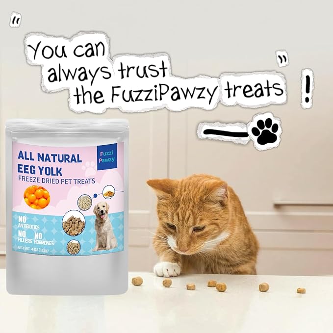 Freeze Dried Egg Yolk Healthy Training Treats Toppers for Pets, Single Fresh Raw Ingredient, Organic, Pure Balance, Natural, Grain Gluten Filler Free, Snacks, Dogs Cats (4oz)