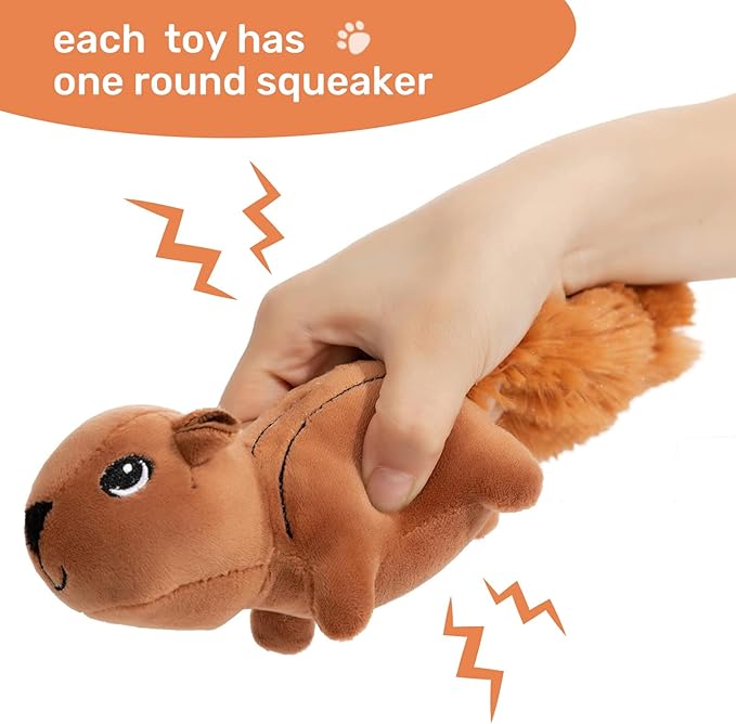 Hollypet Hide and Seek Squeaky Dog Toy, Designed Interactive Puzzle Plush Stuffed Puppy Toy, Squirrel