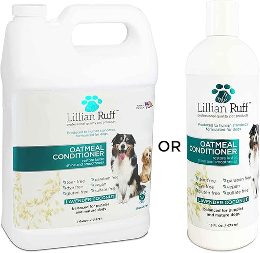Lillian Ruff Calming Oatmeal Pet Conditioner for Dry Skin & Itch Relief with Aloe & Hydrating Essential Oils - Replenish Moisture & Deodorize - Soothing Conditioner for Normal/Sensitive Skin (Gallon)