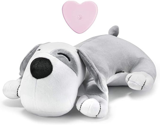 Heartbeat Dog Toy Puppy Toy Dog Anxiety Toy to Separate Relief for Pet Cuddle Soother Comfort Calming Create Training Sleep Aid Behavioral Aid Heartbeat Stuffed Animal, Grey