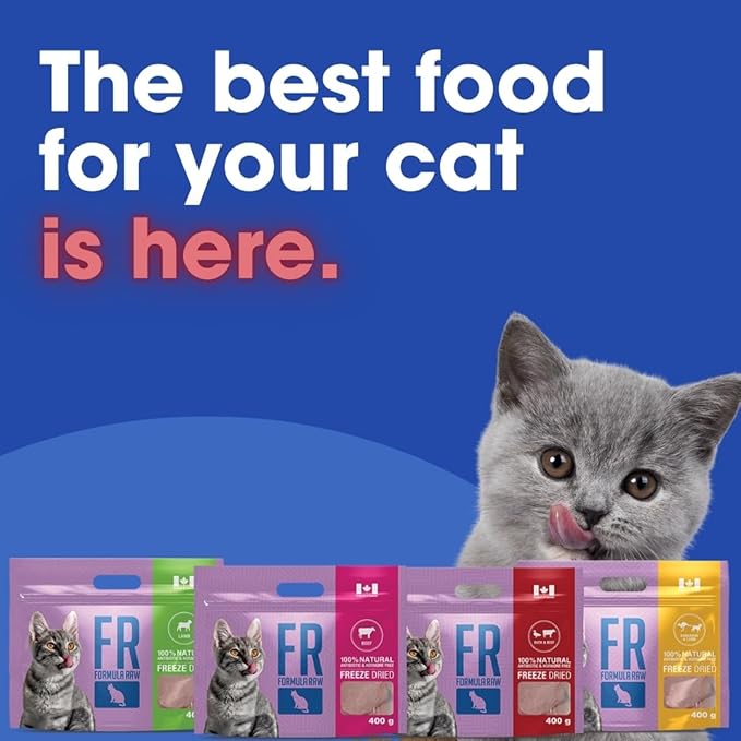 Freeze-Dried Raw Cat Food - Duck & Beef Formula, High Protein, Grain-Free, Whole Ingredients, No Additives, Meal Mixer or Topper - Supports Healthy Digestion, Coat, and Joints