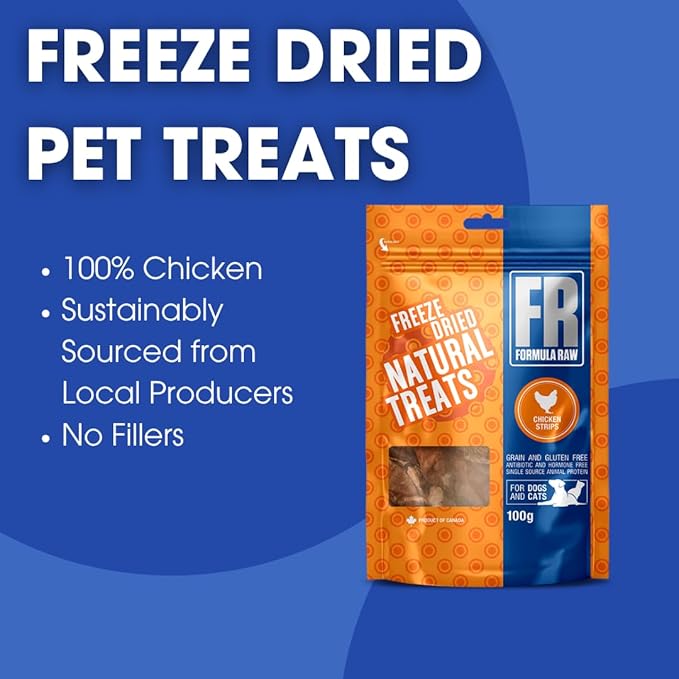 Freeze-Dried Chicken Strips for Dogs and Cats – Single Ingredient, Natural Raw Chicken Breast Treats – High Protein, Lean & Crunchy, Grain-Free