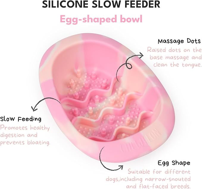 Interactive Dog & Cat Lick Mat Bowls, BPA-Free Silicone Dog Slow Feeder with Suction Cups, Non Slip Bowl for Dogs and Cats, Reduces Boredom and Anxiety, Dishwasher Safe, Cotton Candy Small