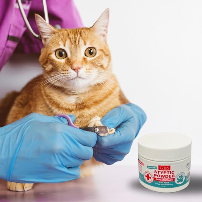 G.B.S 5 oz Styptic Powder for Dogs, Cats & Birds – Quick Blood Clotting for Nail Clipping, Minor Cuts, Tail Docking & Wing Clipping – Pet First Aid Hemostatic Powder with Sealed Top & Scoop