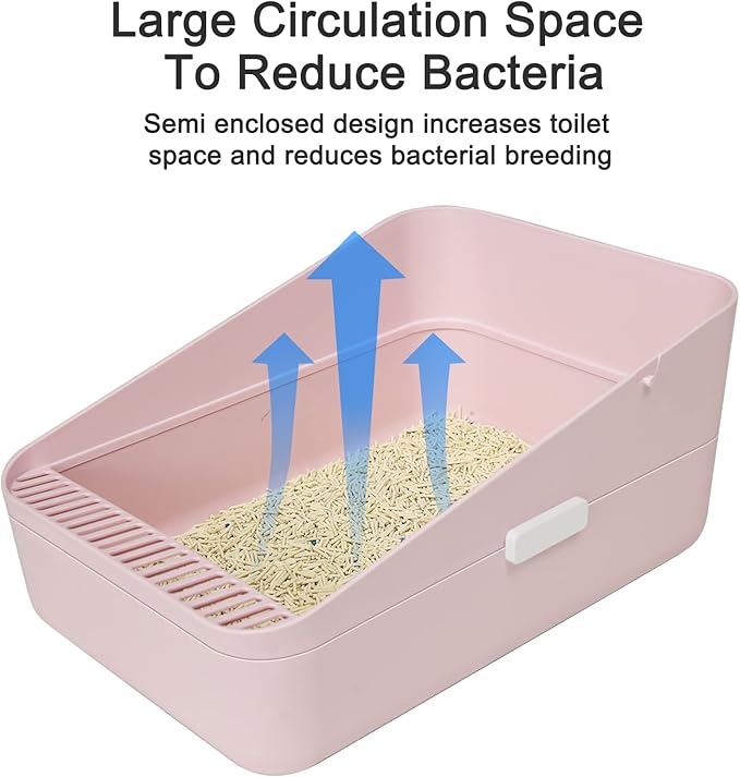 Sfozstra Cats Litter Box Low: Pink Small for Kittens up to 8 lbs, Anti Tracking Design Space Saving for Apartments