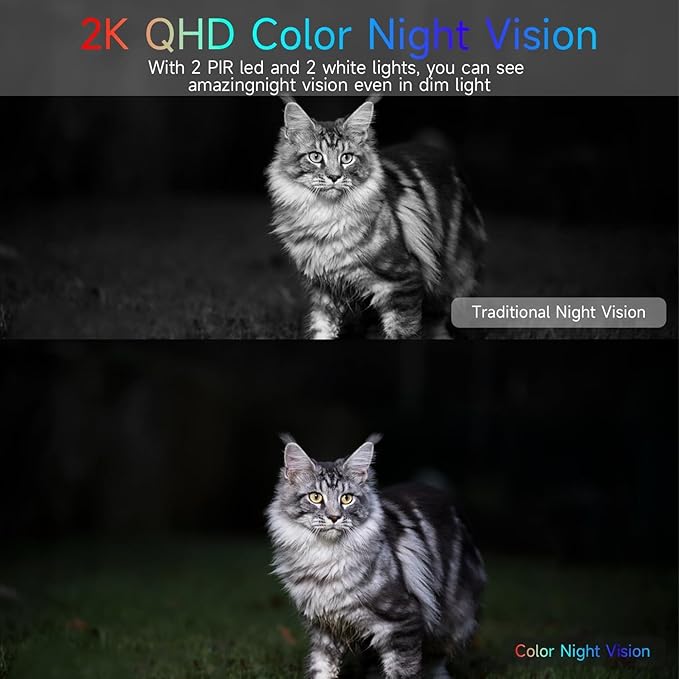 Security Cameras Wireless Outdoor, 2K/3MP QHD Home Security System 4-Cam Kit with 130°-Wide View, Night Vision, Spotlight,IP65 Waterproof, Support Alexa,2.4GHz & 5GHz WiFi,Cloud/SD (C363-B-4PC)