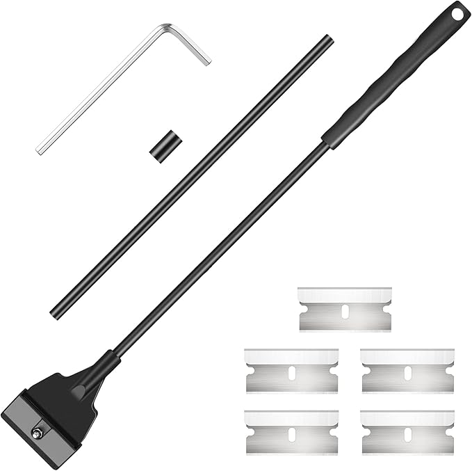 Honoson Aquarium Scraper 21.65 Aquariums Fish Tank Scraper Cleaner Tool Kit with 5 Stainless Steel Blades Long Handheld for Fish Reef Plant Glass Tank