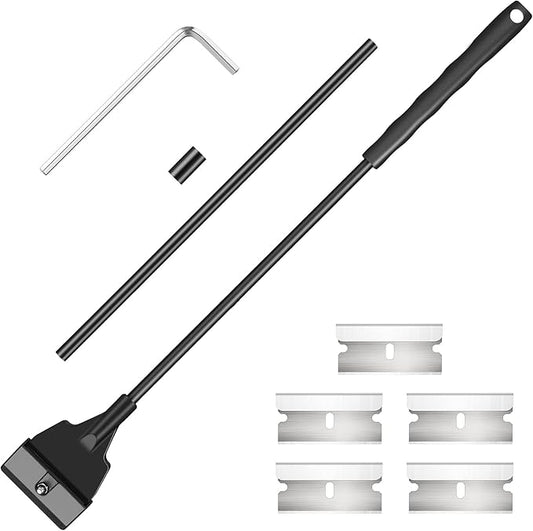Honoson Aquarium Scraper 21.65 Aquariums Fish Tank Scraper Cleaner Tool Kit with 5 Stainless Steel Blades Long Handheld for Fish Reef Plant Glass Tank