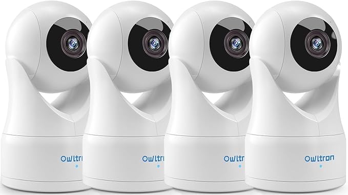 owltron 4pcs Indoor Pan/Tilt Security Camera 2K, Smart Cam for Home Security with Motion Detection, 2.4G WiFi with Phone APP, Baby/Pet Camera with IR Night Vision & Two Way Talk