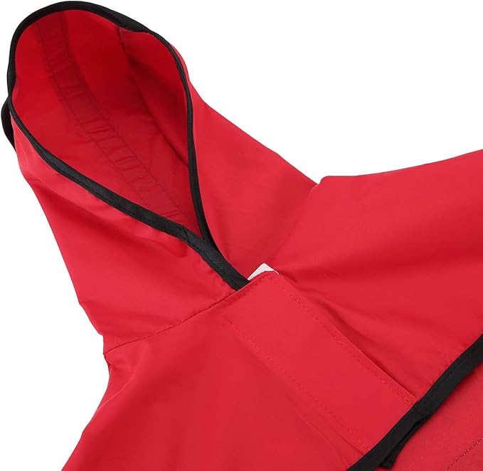 HDE Dog Raincoat Jacket Reflective Adjustable Hooded Pet Poncho Rain Coat with Leash Hole for Small to X-Large Dogs Red - S