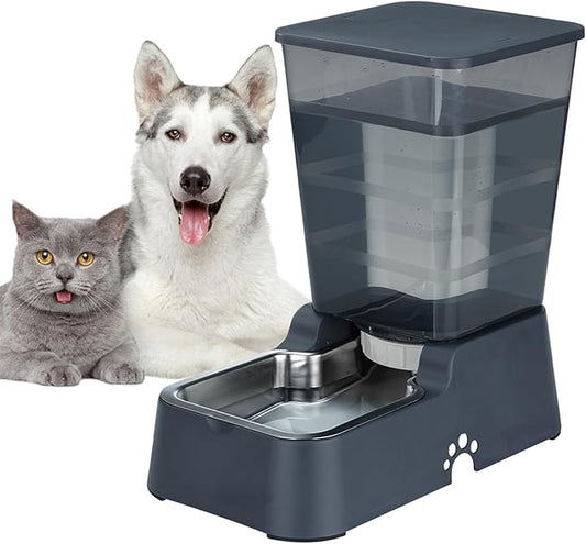 Automatic 5.4L/1.4Gal Pet Waterer, Pet Automatic Dog Water Dispenser Gravity Stainless Steel Water Feeder, Large Capacity Feeding Bowls for Cats and Medium & Large-Sized Dogs
