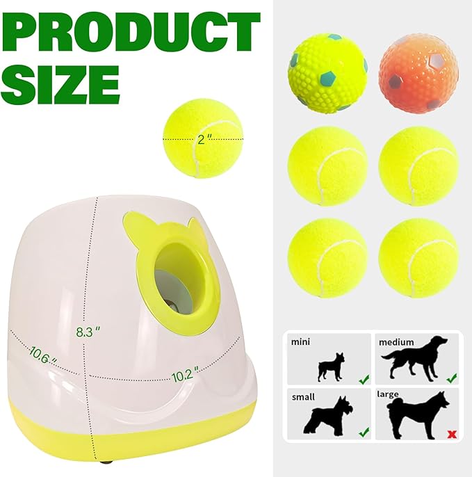 Dog Ball Throwing Machine for Small to Medium Sized Dogs, Dog Interactive Toy Pet Ball Launcher with Balls (Yellow with Remote Contro)
