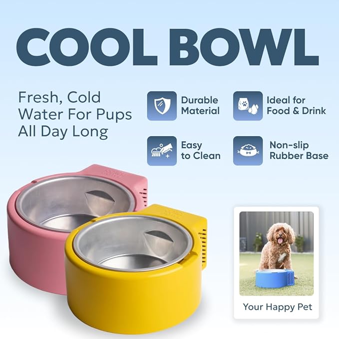 1.2L Cooling Dog Water Bowl – Plug-in Refrigerated Pet Bowl for Large, Medium, Small Dogs – Non-Slip Base, Dishwasher Safe, Keeps Water Cold for Summer Hydration (Blue)