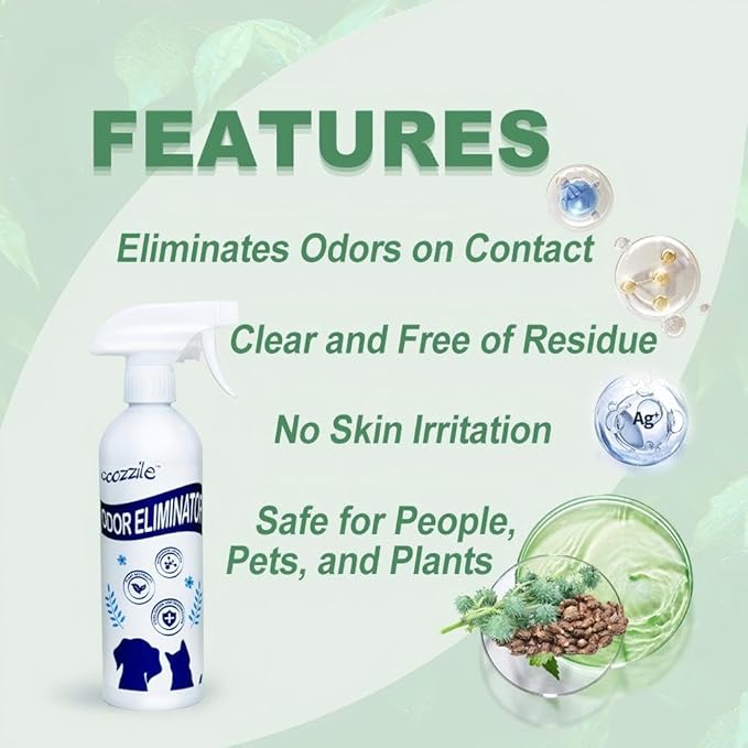 Pet Odor Eliminator for strong odor 16.9oz Spray, Suitable for Dogs and Cats Colorless Odorless Fragrance Free, Highly Effective Safe Ingredients odor eliminator